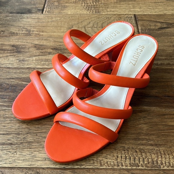 SCHUTZ Olly Block Heel Sandal in Bright Orange Size 10.5 New in Box NIB - Picture 9 of 14